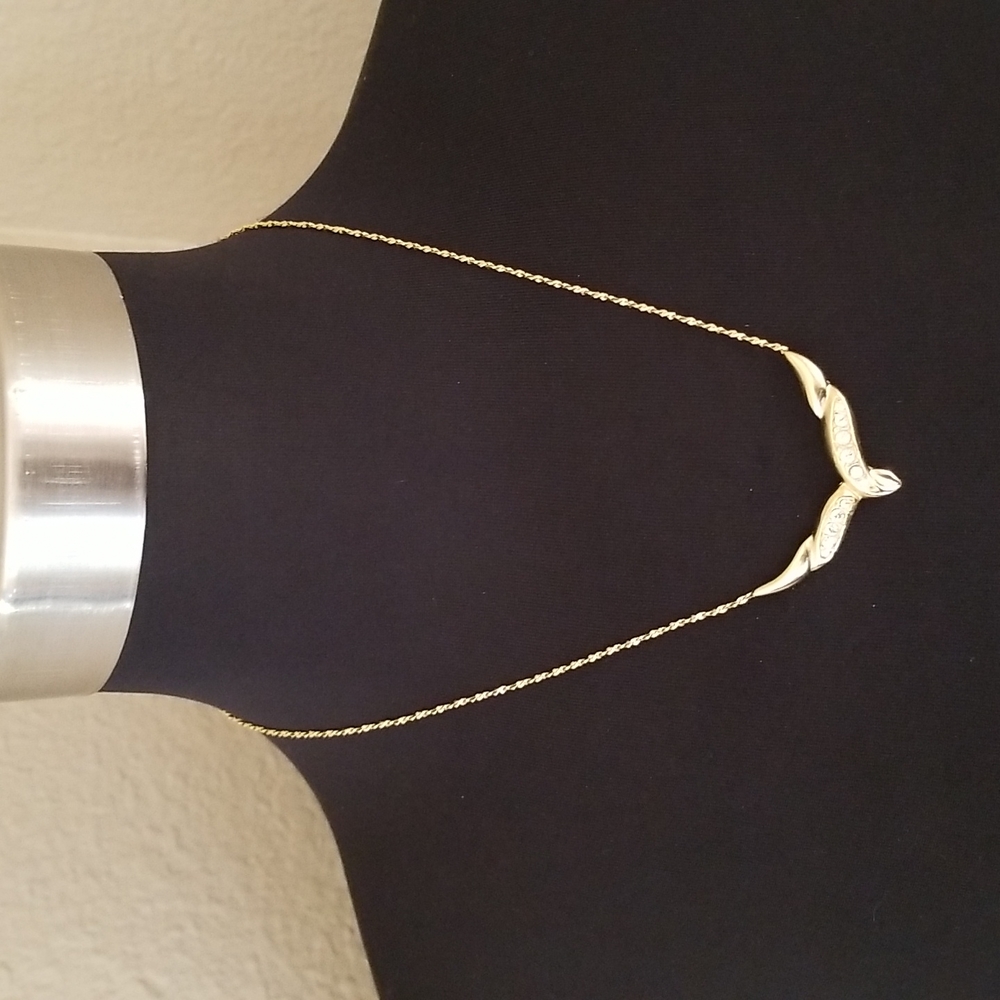 Gold V Shape Rhinestone Necklace - Picture 5 of 5